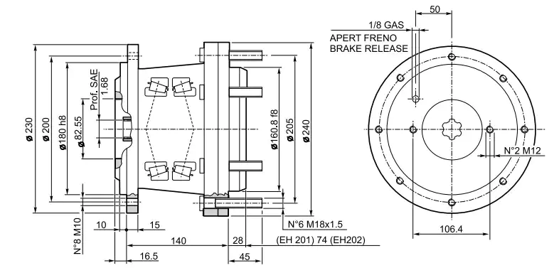 Wheel-Drive-Planetary-Gear-Reducer-Replacement-of-Dinamic-Oil-EH240PD-dimension